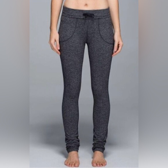Lululemon Skinny Will Pant Full-On Luon Giant Herringbone Heathered Black Size 4 - Picture 1 of 11